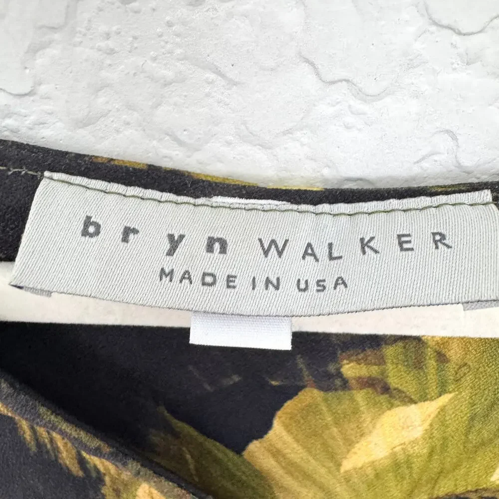Bryn Walker Womens Tunic Top Shirt Size M Relaxed Artsy Lagenlook Floral Black